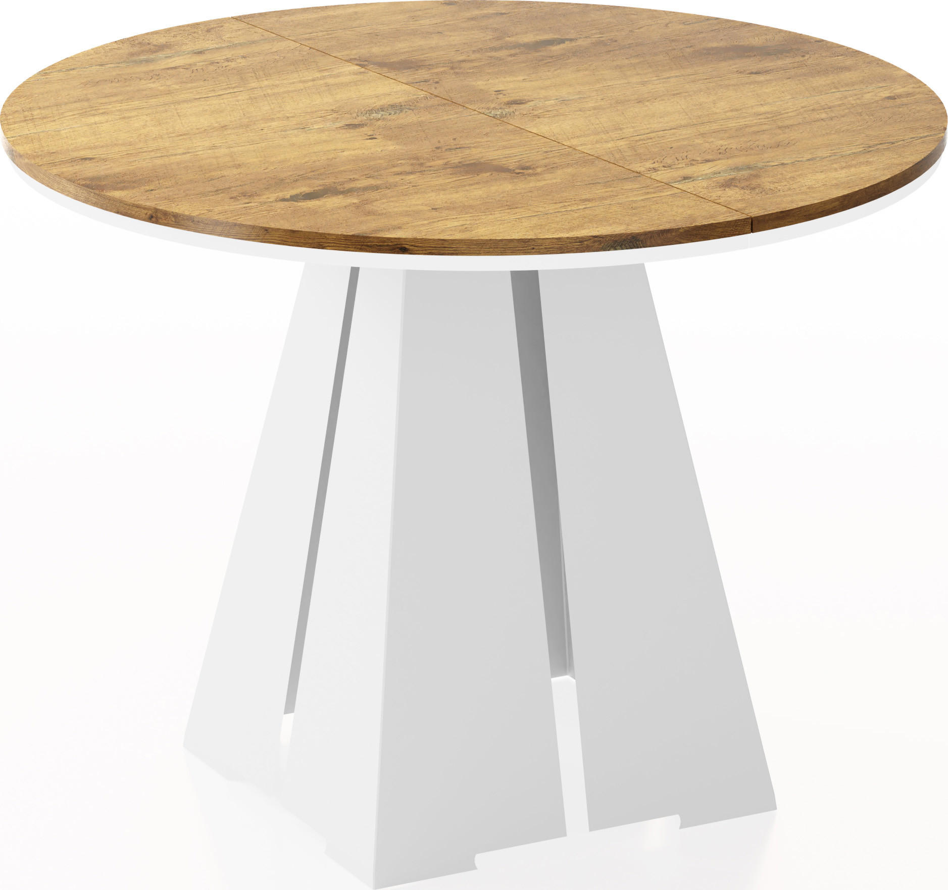 ESSTISCH Kova runder ausziehbarer, Lancelot Eiche 100-180/100/76 cm - Eichefarben/Weiß, Holzwerkstoff/Metall (100/100/76cm) - WFL GROUP