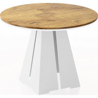 ESSTISCH Kova runder ausziehbarer, Lancelot Eiche 100-180/100/76 cm - Eichefarben/Weiß, Holzwerkstoff/Metall (100/100/76cm) - WFL GROUP