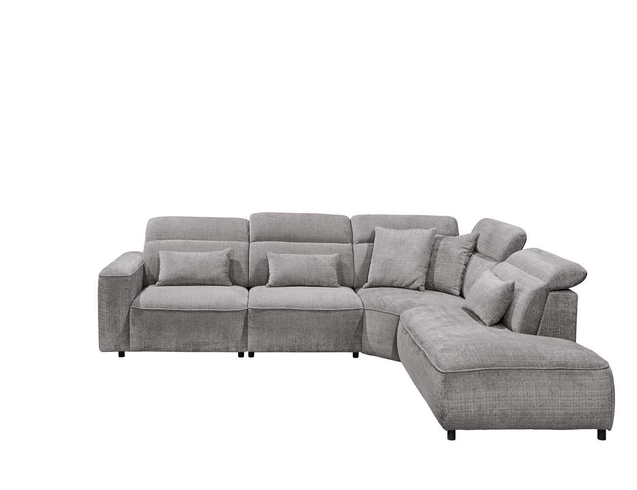 ECKSOFA mit 5-fach verstellbare Kopflehnen und pflegeleichter Mikrofaser-Chenille-Bezug - Goldfarben/Schwarz, Kunststoff/Textil (285/339cm) - ed exciting design
