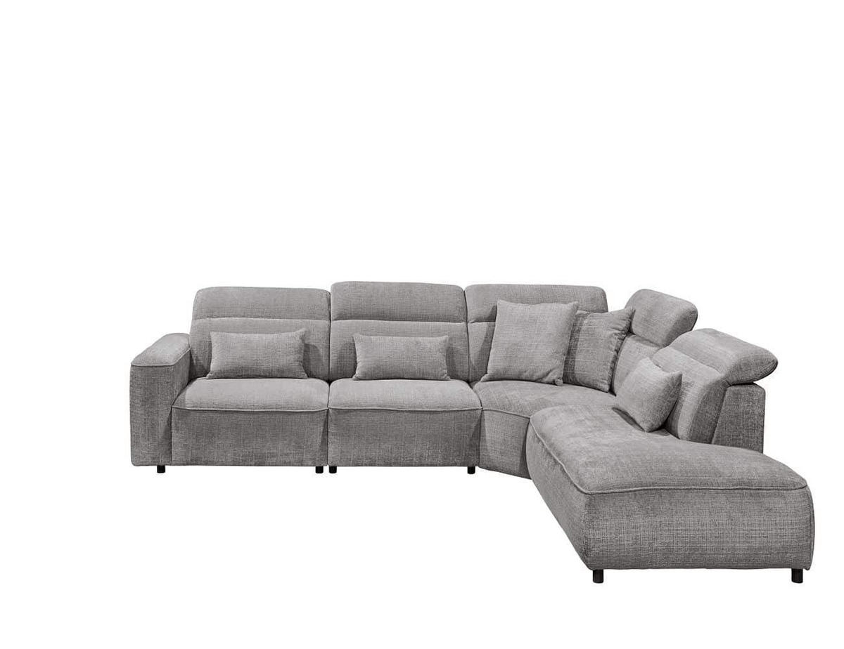 ECKSOFA mit 5-fach verstellbare Kopflehnen und pflegeleichter Mikrofaser-Chenille-Bezug - Goldfarben/Schwarz, Kunststoff/Textil (285/339cm) - ed exciting design