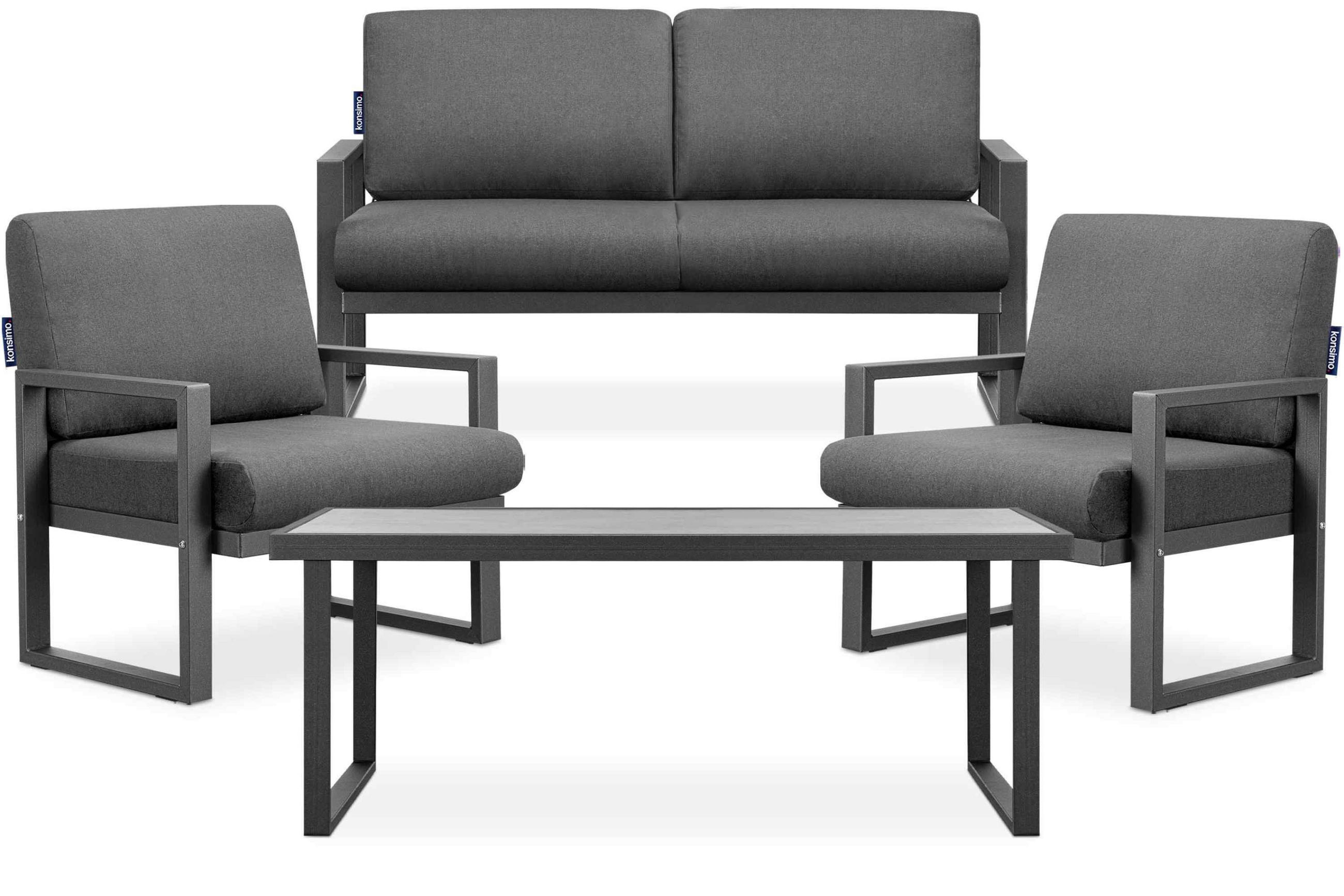 TERRASSENMÖBEL FRENA im Loft-Stil, Anthrazitfarbenes - Anthrazit/Grau, Metall - KONSIMO®