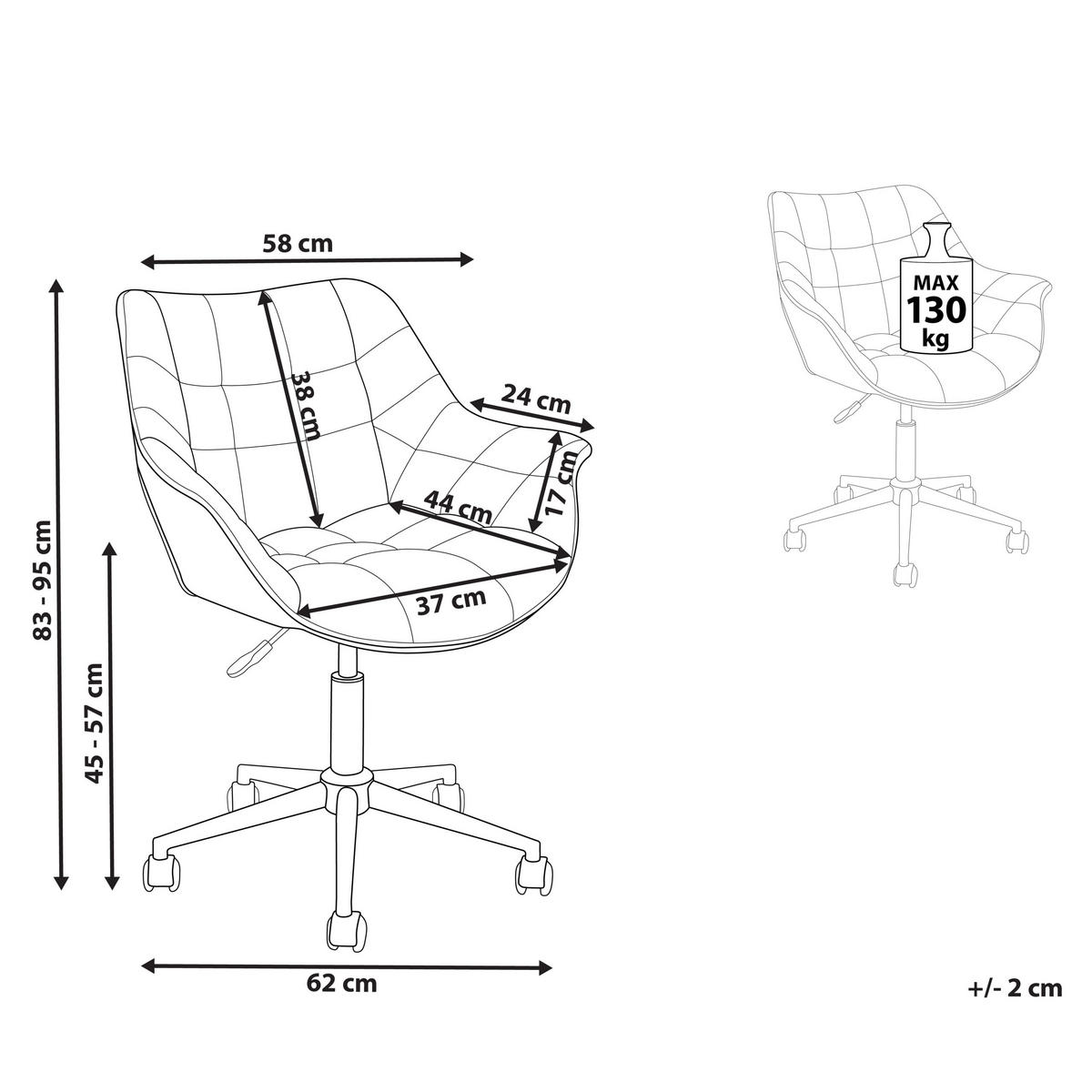 BÜROSTUHL Samtstoff Grün Labelle - Grün, Textil/Metall (62/83/62cm) - Beliani