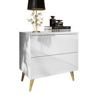 NACHTTISCH AURA PUSH OPEN mit goldenen Beinen - Weiß, Holzwerkstoff (55/55/37cm) - Lookway