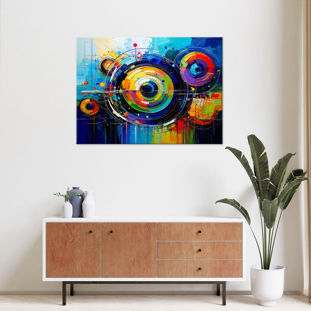 LEINWANDBILD bunte Kreise Abstrakt wie ein Gemälde 100x70cm - Multicolor, Textil (100/70cm) - Feeby