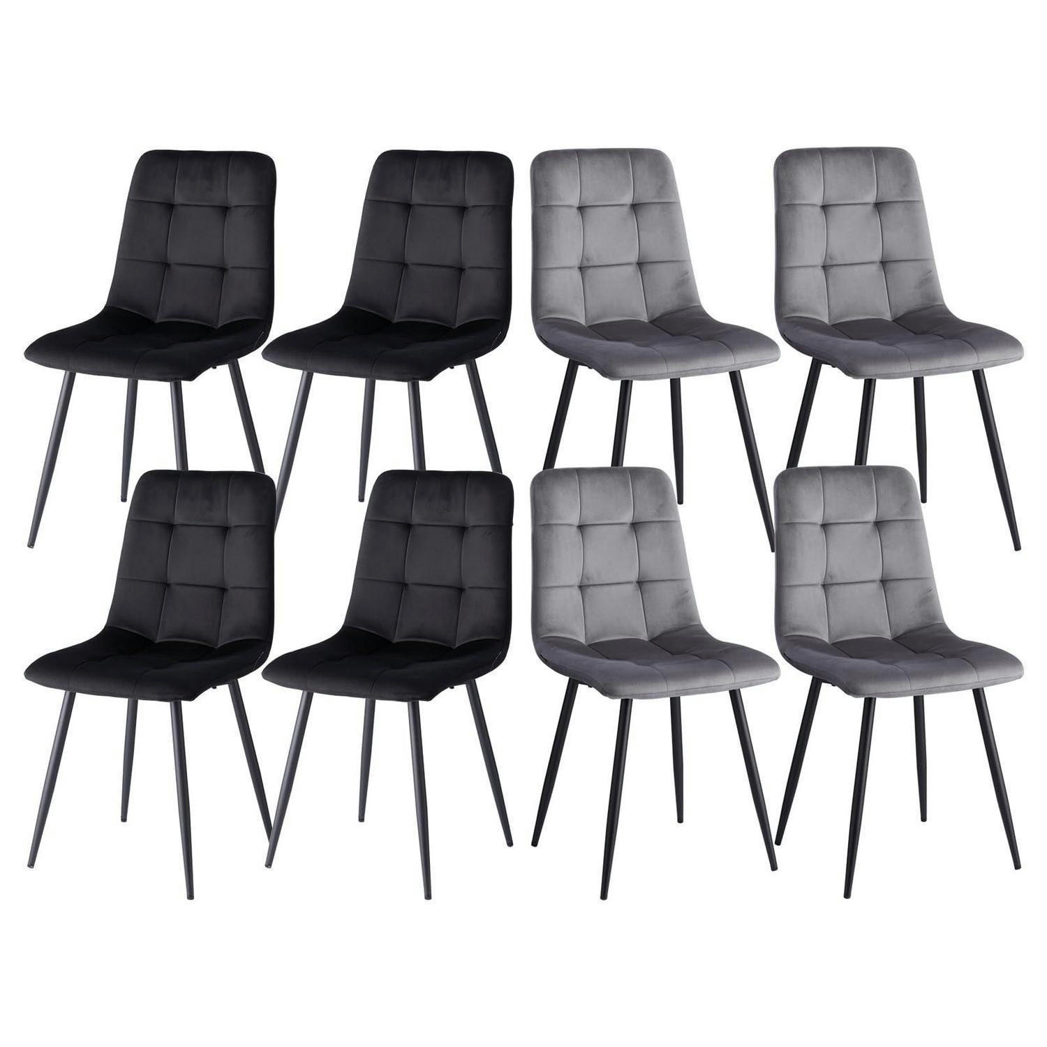 ESSZIMMERSTÜHLE 8er-Set Samt Schwarz/Grau - Multicolor, Textil (43/89.5/44cm)
