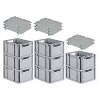 EUROBOX 8x Nextgen Economy Mit Auflagedeckel Grau/Grün Griffe Offen 20 Liter - Grün, Kunststoff (30/22/40cm) - PROREGAL