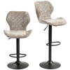 BARHOCKER 2er-Set, Gepolstert Barstuhl mit Lehne, Chenille-Optik, Fußstütze - Braun, Kunststoff (48/112/51.5cm) - HOMCOM