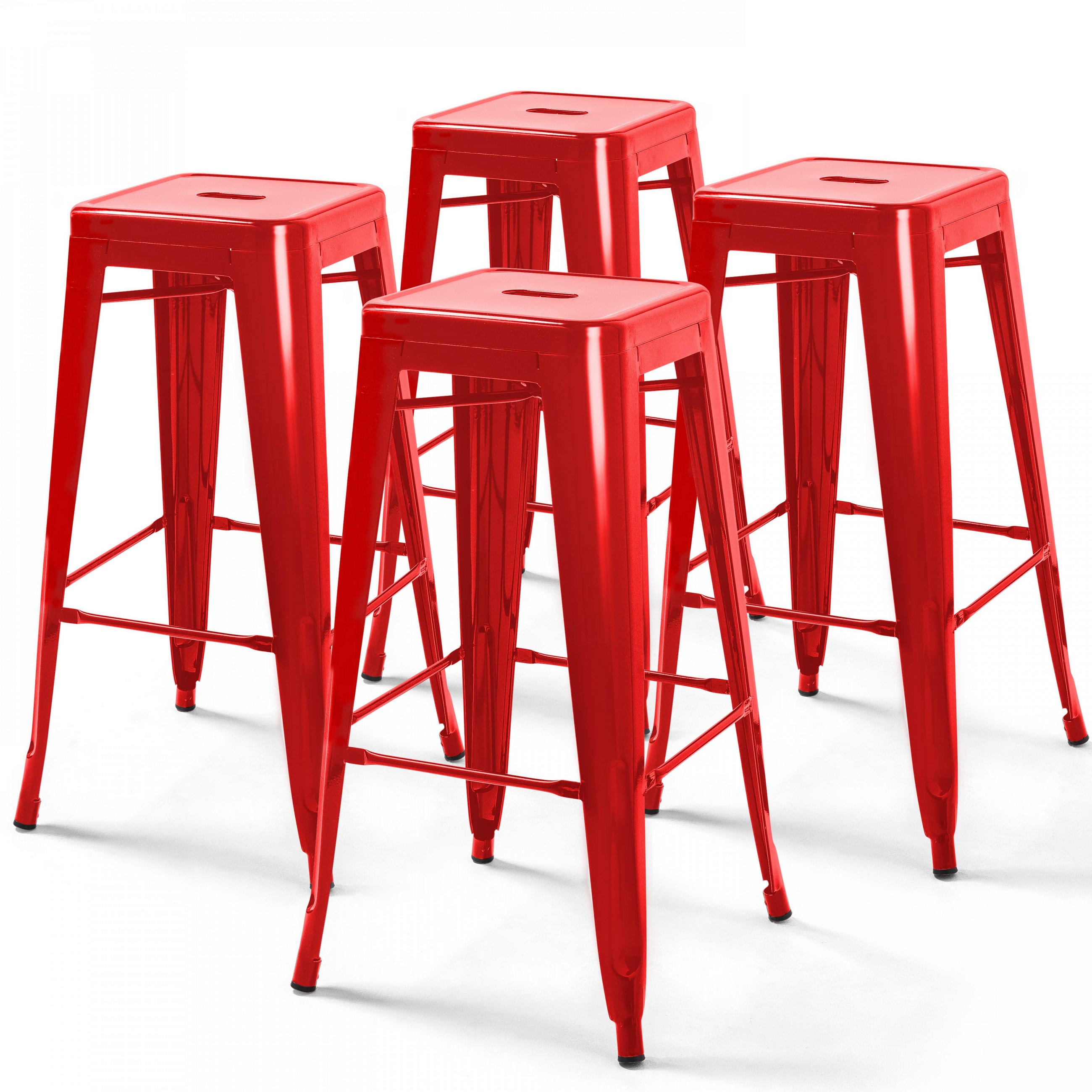 HOCHSTUHL 4-tlg., Rot - Rot, Metall (43/76/43cm) - Oviala