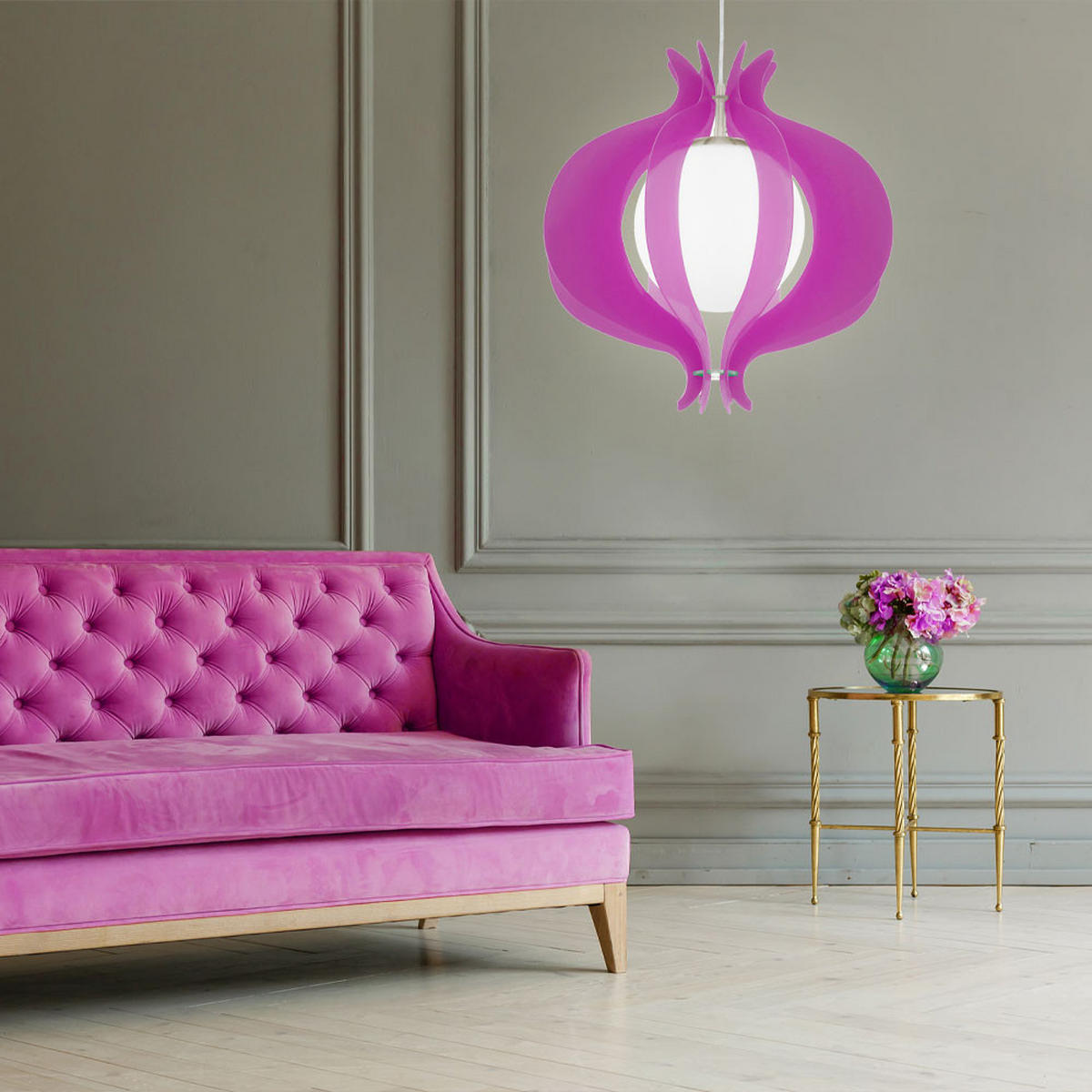 LED HÄNGELEUCHTE TALLEGO Lila Metall Glas - Lila, Metall (42/42/110cm)