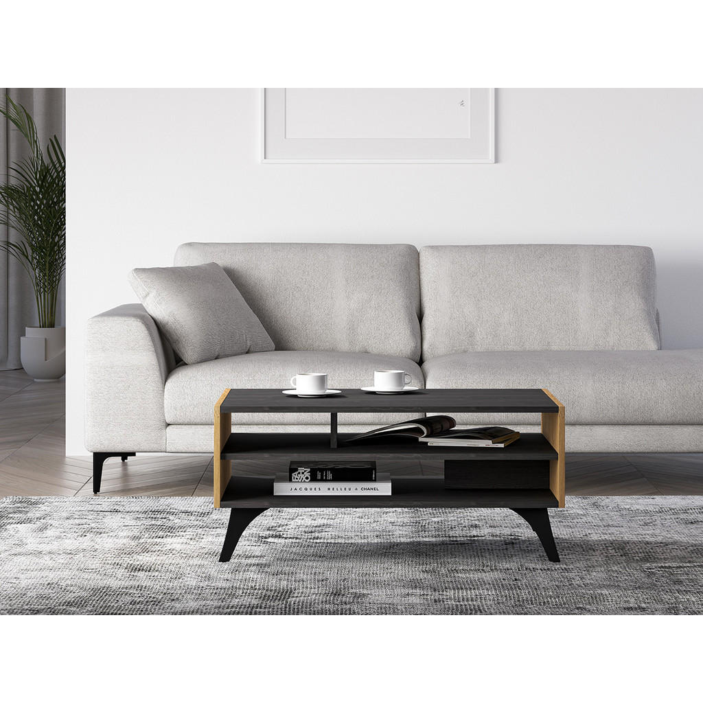 Thumbnail - Feldmann-Wohnen Couchtisch, Braun, Schwarz, Holz, Rechteckig,Rechteckig, 90x40x60 cm, Wohnzimmer, Wohnzimmertische, Couc...