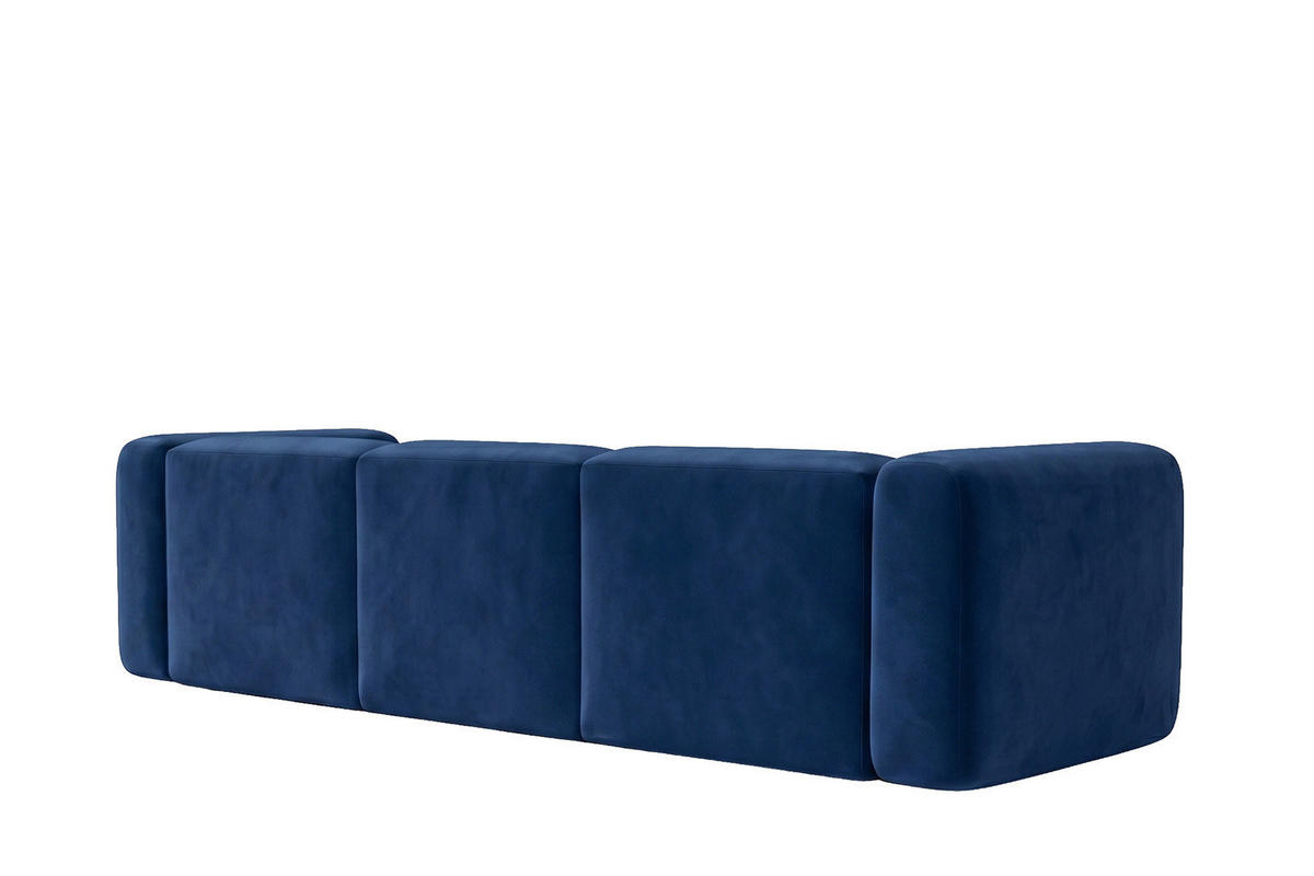 ECKSOFA L-Form, Velvet-Stoff Bluvel, Tintenblau, Rechts, GRETA - Blau, Holz (318/179cm) - Kaiser Möbel