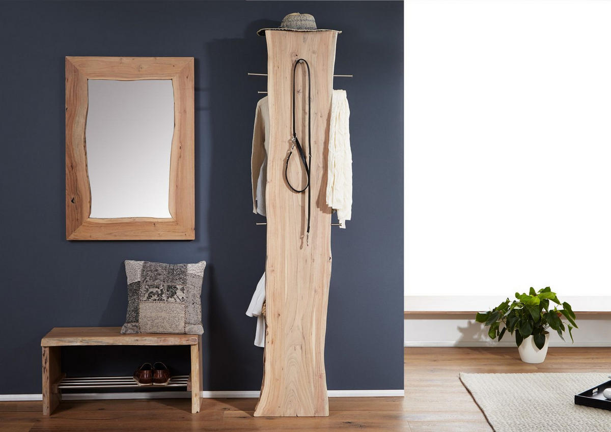 GARDEROBE Akazie 36x40x200 natur lackiert PURE ACACIA #714 - Naturfarben, Holz (36/200/40cm) - Massivmoebel24