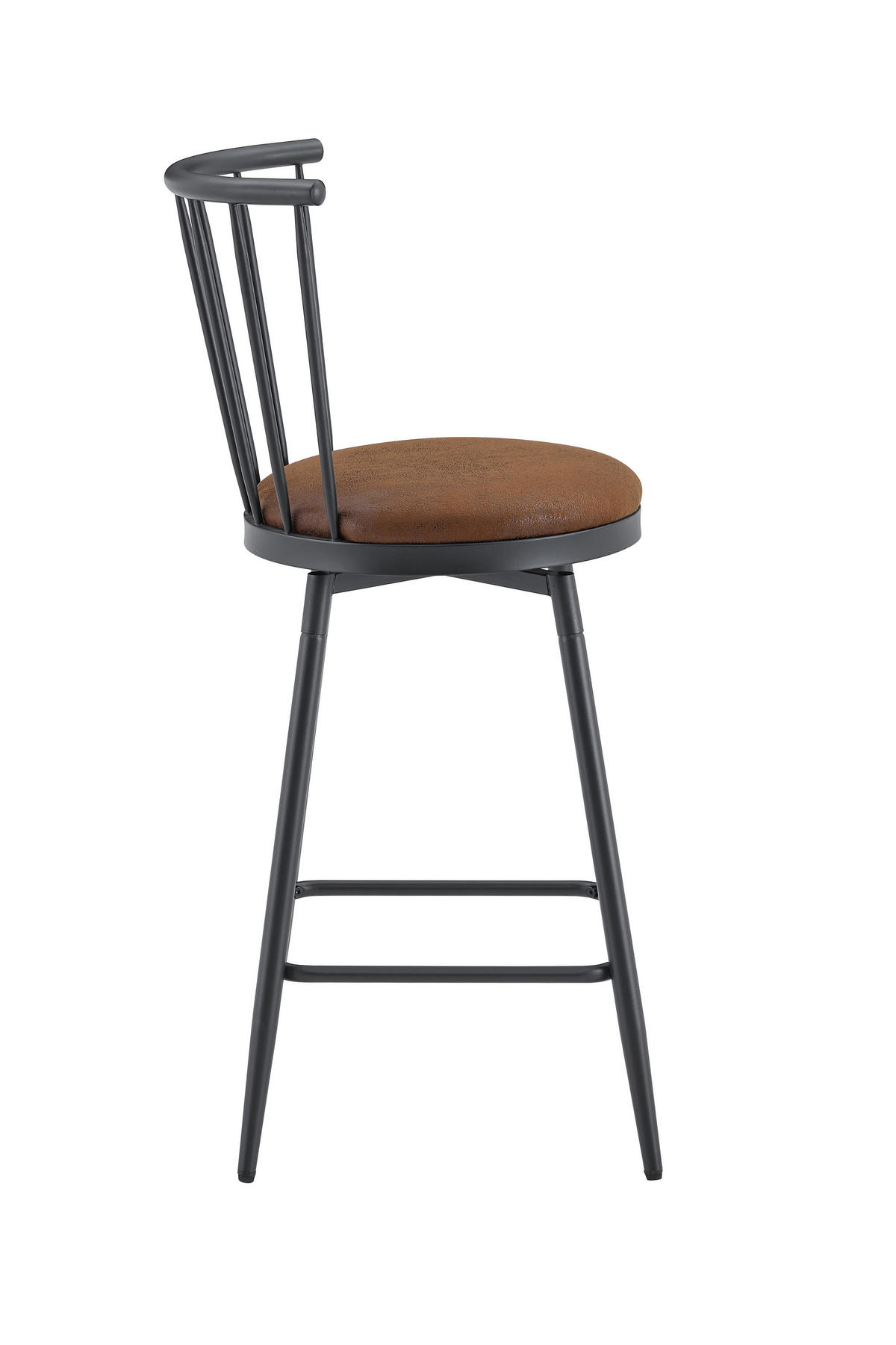 BARHOCKER 2er-Set Braun im Windsor-Stil mit PU-Leder und Rückenlehne - Braun, Leder (39/96/39cm) - PANGIVO