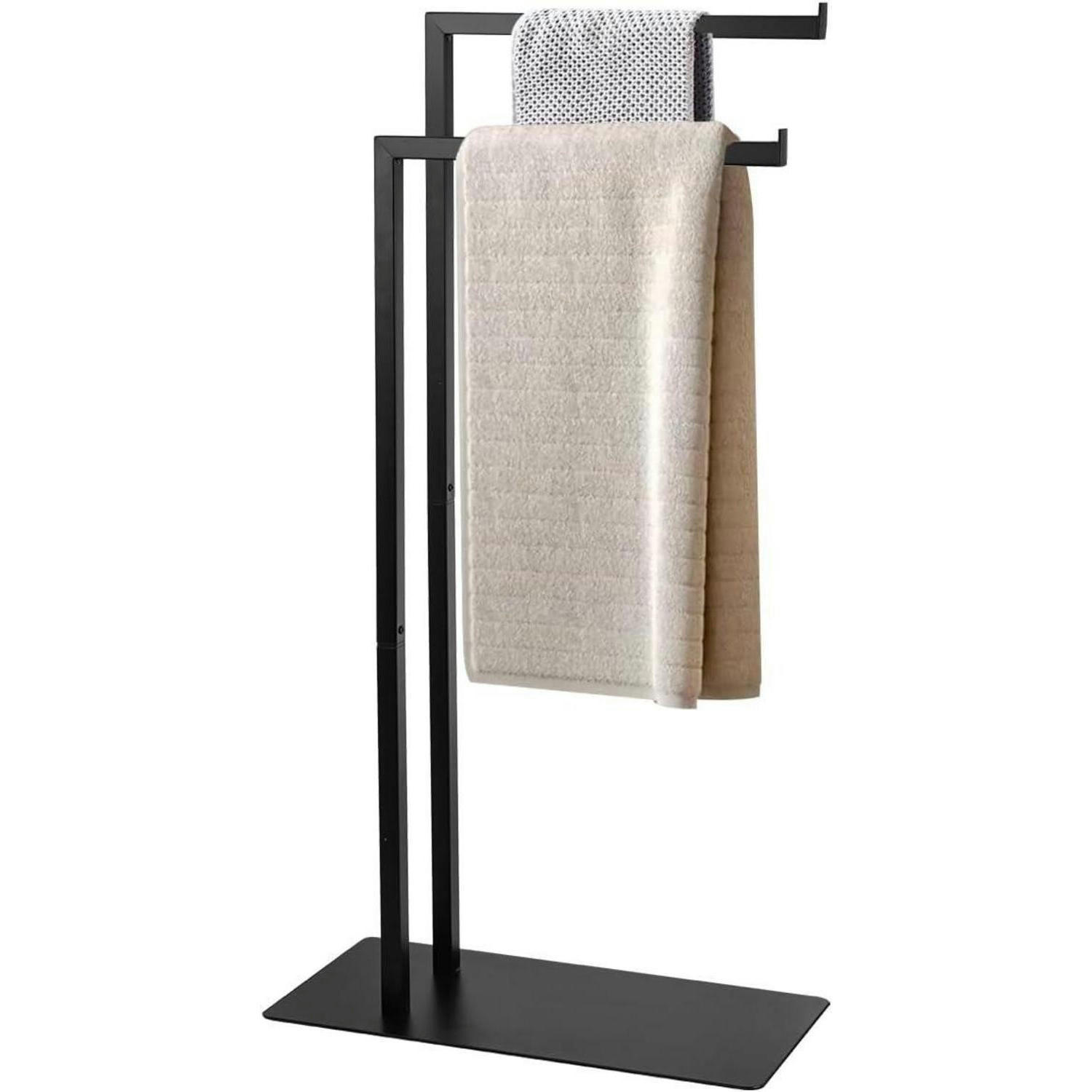 HANDTUCHSTÄNDER freistehend Schwarz 2 Stangen 81 cm - Schwarz, Metall (20/81/42cm)