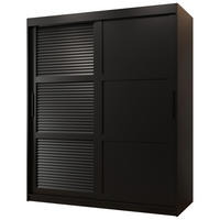 SCHWEBETÜRENSCHRANK 200/150/62 2-türig - Schwarz, Holz/Kunststoff (150/200/62cm) - MÖBEL KRYSPOL