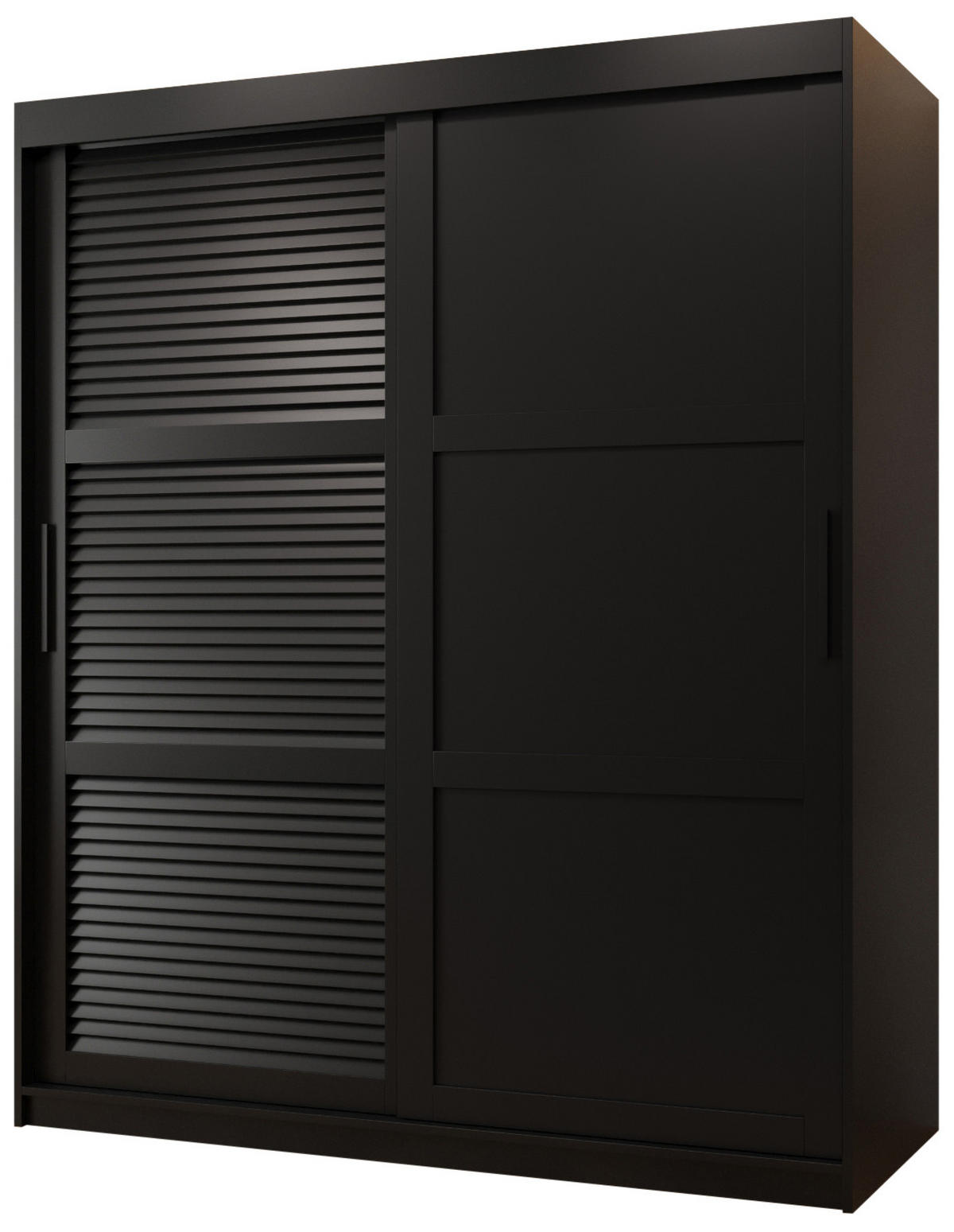 SCHWEBETÜRENSCHRANK 200/150/62 2-türig - Schwarz, Holz/Kunststoff (150/200/62cm) - MÖBEL KRYSPOL