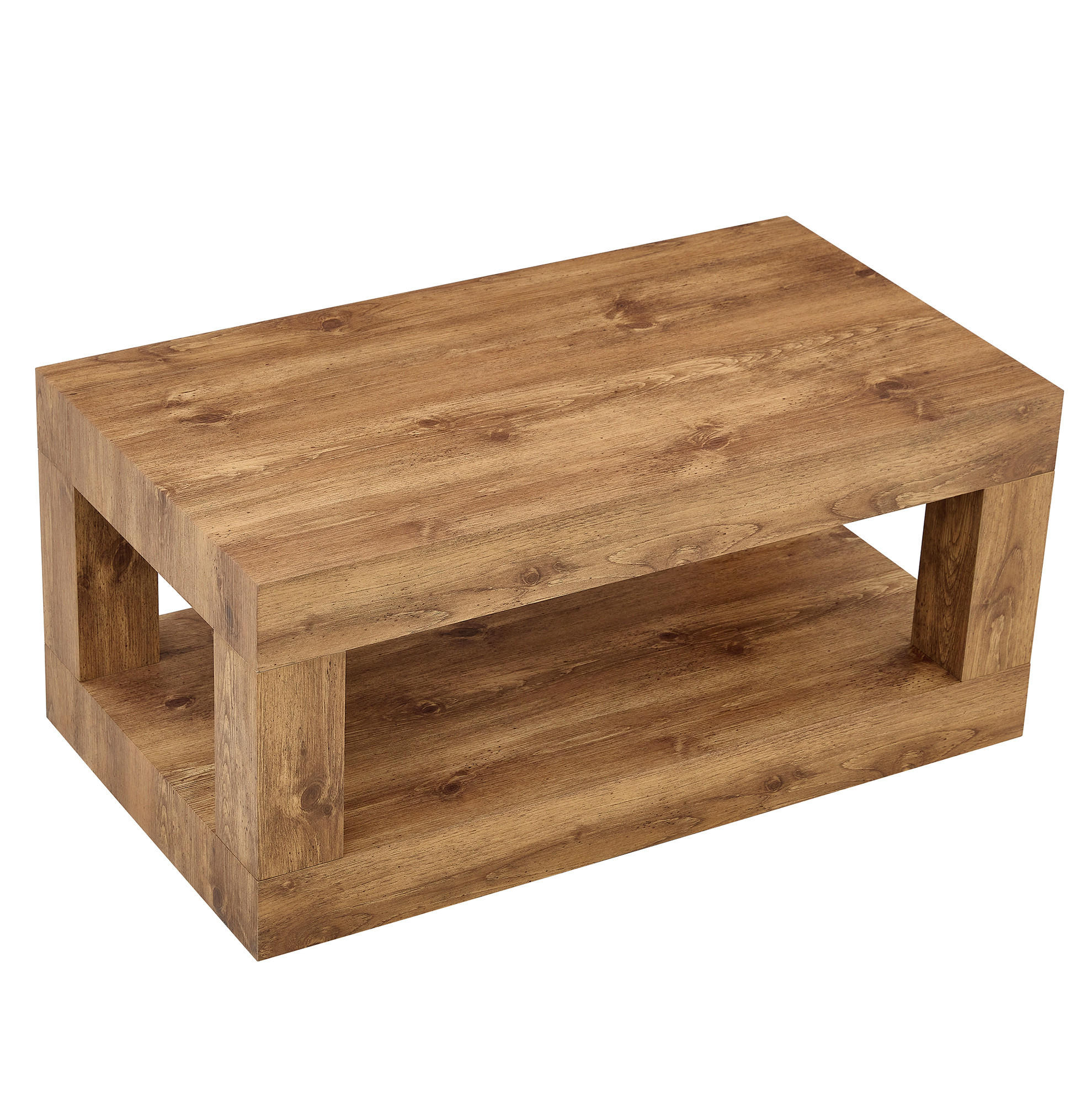 COUCHTISCH aus MDF in Naturfarben 93x53x46 cm mit 2 Ablageebenen - Naturfarben, Holzwerkstoff (93/53/46cm) - Modfu