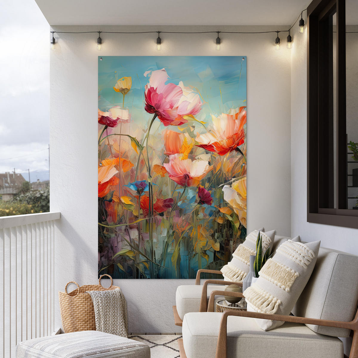 ZAHRADNÍ PLAKÁT Květiny - Akvarel - Umění - Botanické - Příroda 120x180 cm - pomerančová, plast (120/180/0.2cm) - OnlyWow