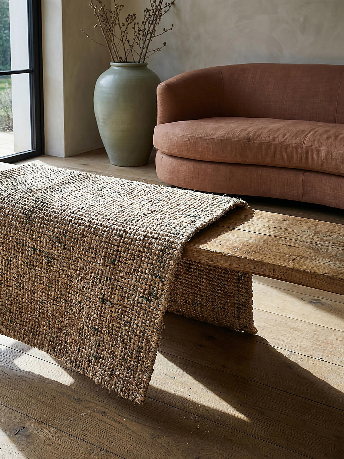 JUTETEPPICH Jute Naturbelassen, Wohnzimmer Natur-Grün Rechteckig 160x230 - Beige, Textil (230/160cm) - KADIMA DESIGN