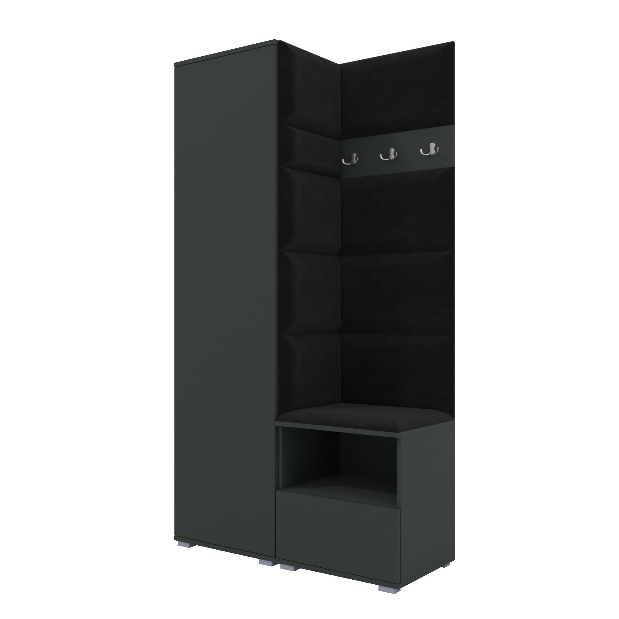 XXXLutz Garderoben-Set Graphit, Schwarz 100x187x40 cm