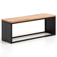 SITZBANK – Akazie Massivholz/Steinoptik, 120x45x35 cm, Metallgestell - Schwarz/Braun, Holz/Metall (120/45/35cm) - KADIMA DESIGN