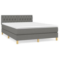 BOXSPRINGBETT mit Kopfteil, Matratze und Topper, 140/200 cm aus Stoff, Dunkelgrau - Grau, Textil - vidaXL