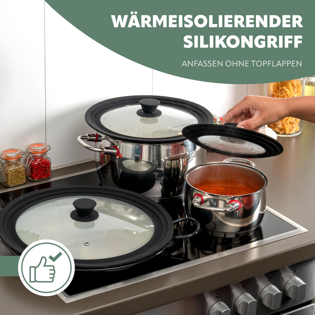 UNIVERSAL-GLASDECKEL, schwarz - Schwarz, Glas (28/28/5.5cm) - bremermann