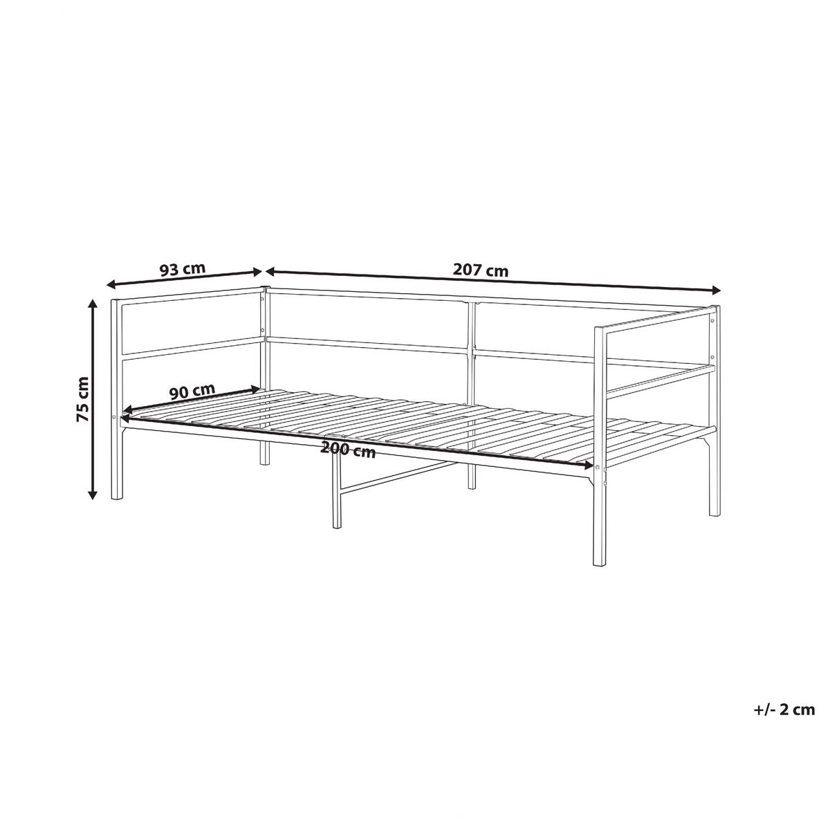 BETT mit Lattenrost 90x200 cm Weiß Battut - Weiß, Metall (90/200cm) - Beliani