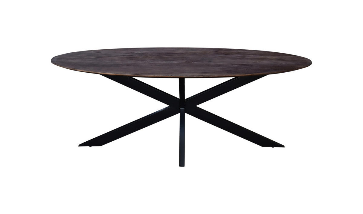 ESSTISCH oval mit X-Fuß 200cm, braun - Braun, Holz (200/100/76cm) - Giga Meubel