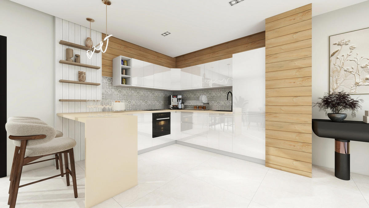 WINKELKÜCHE 240 cm x 280 cm - Aspen KA11-M280 - in Weiß/Hochglanz - Weiß Hochglanz, Holz (520/212/58cm)