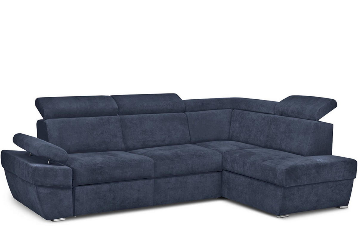 SCHLAFECKSOFA RATLO rechts 4/5-Sitzer mit Bettkasten, blau - Blau/Silberfarben, Textil (270/190cm) - KONSIMO®
