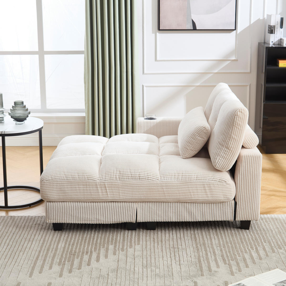 SOFABETT 140/112/81 cm Beige - Beige, Textil (112/81/140cm)