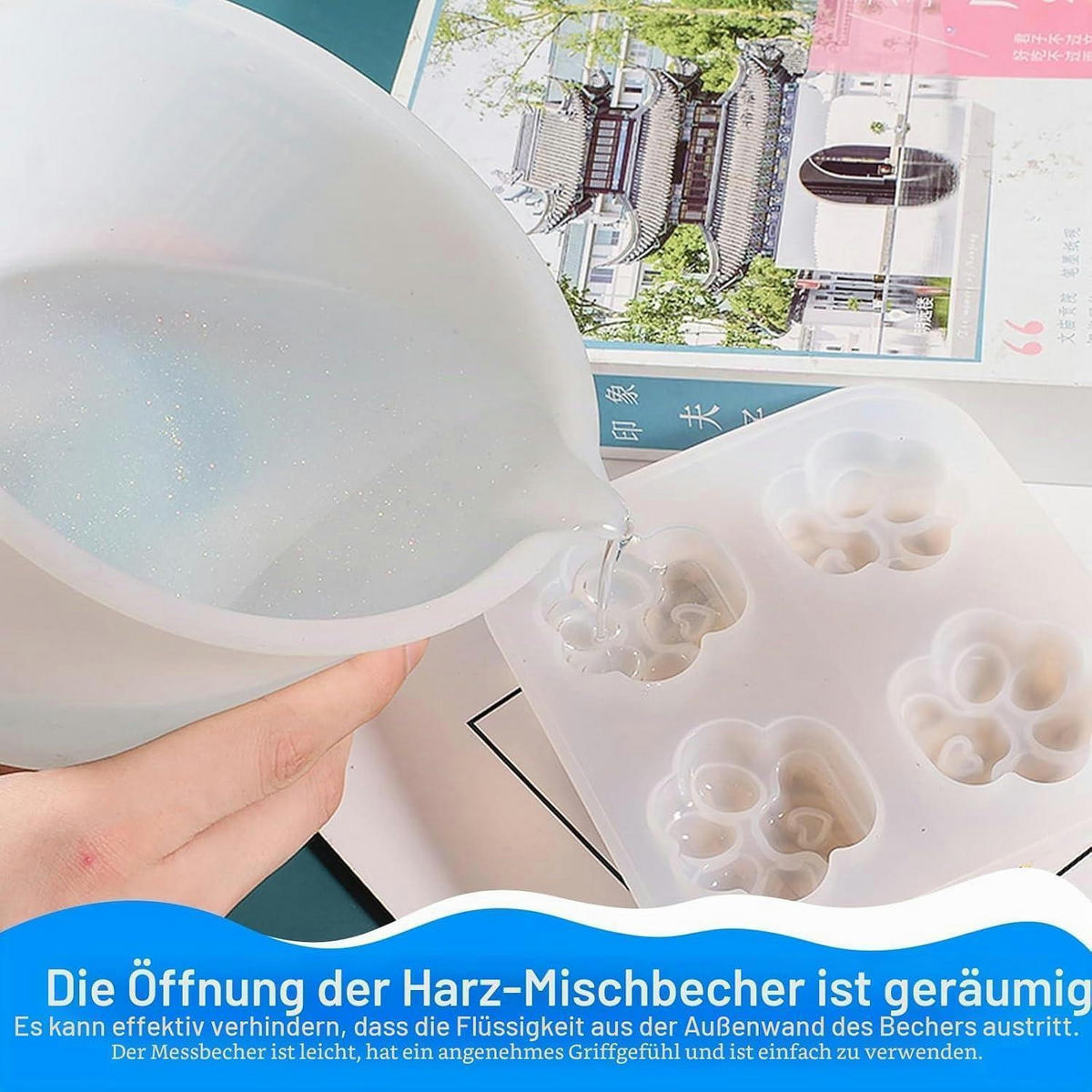 MESSBECHER 4-teiliges Set Silikon 1000/600/250/100 ml - Weiß, Kunststoff (1L)