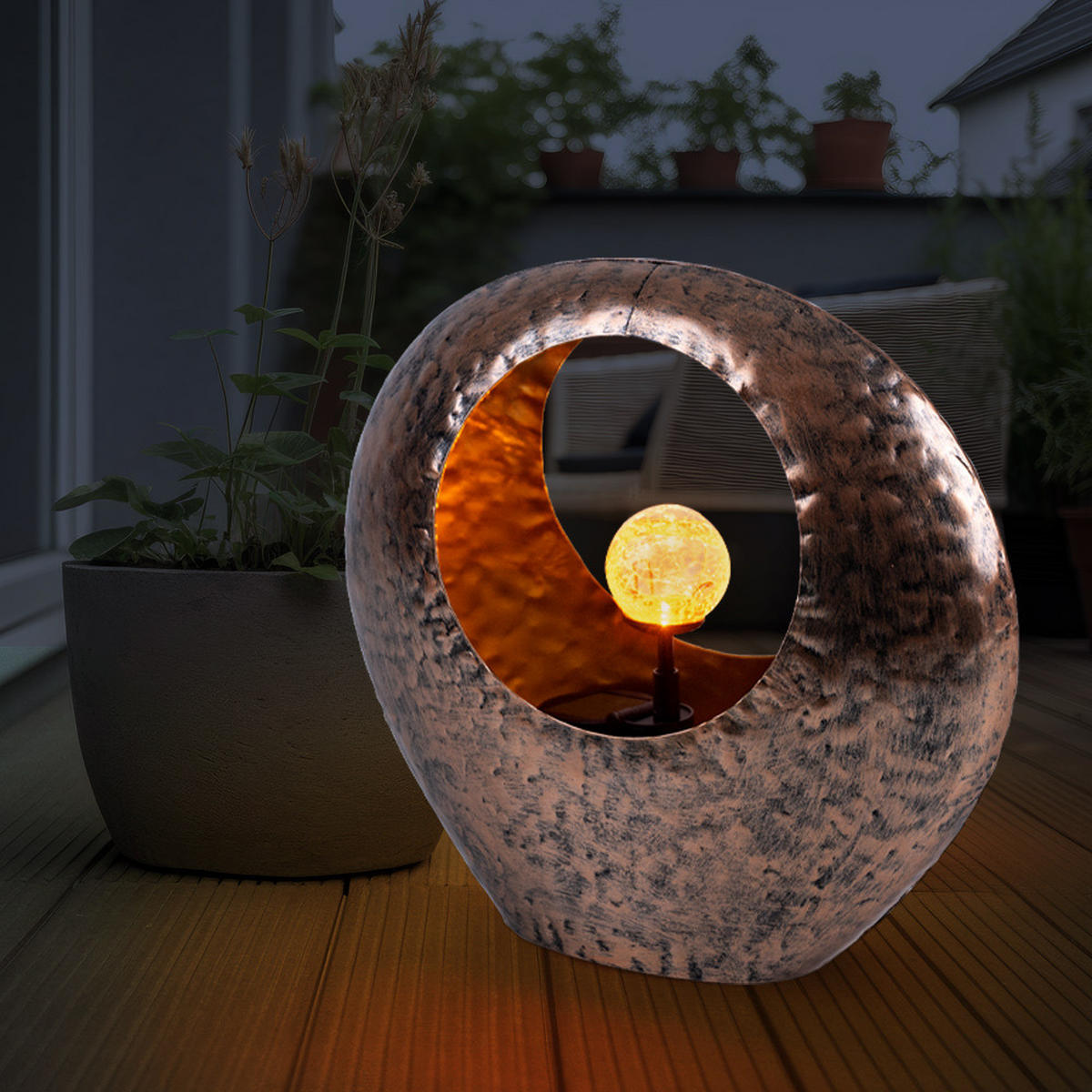 LED AUSSENLEUCHTE Solarlampe Messing - Messingfarben, Glas (35/13.5/37cm) - Globo Lighting