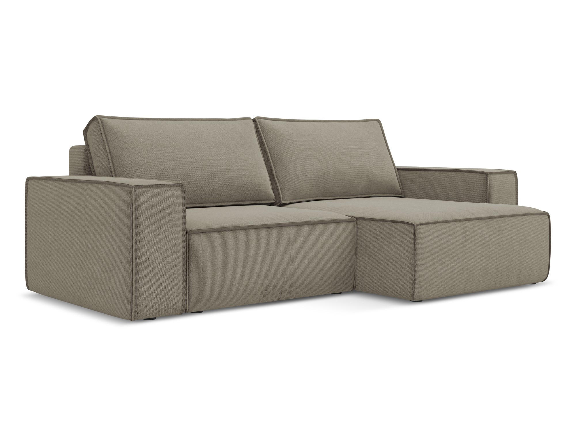 ECKSOFA mit Schlaffunktion Strukturstoff Stoff Beige - Beige/Schwarz, Kunststoff/Textil (257/148cm) - Makamii