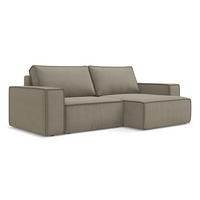 ECKSOFA mit Schlaffunktion Strukturstoff Stoff Beige - Beige/Schwarz, Kunststoff/Textil (257/148cm) - Makamii