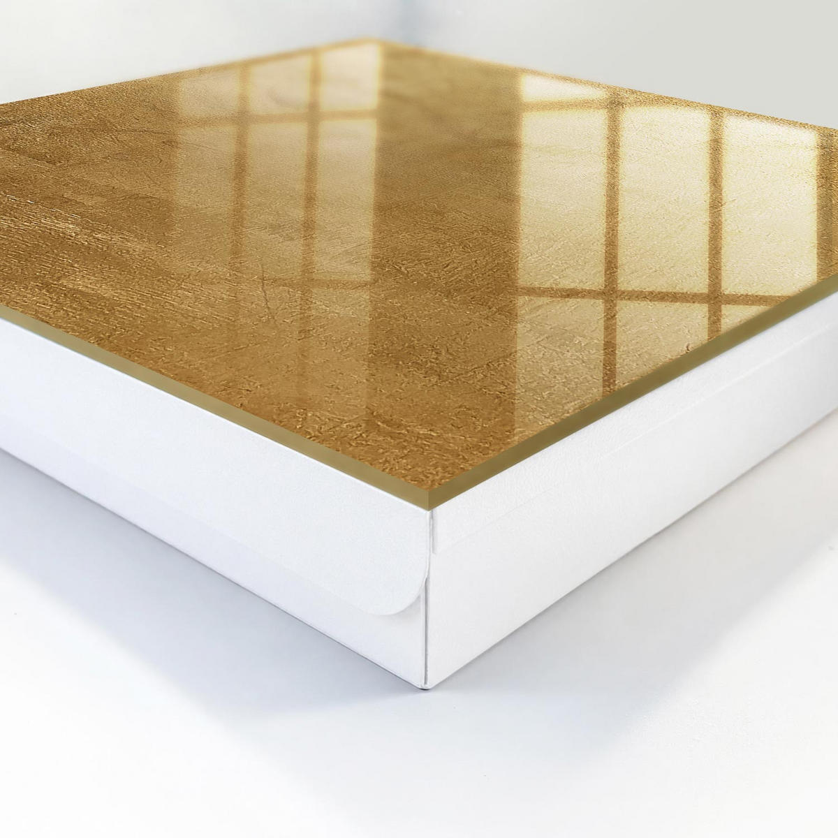 SCHLÜSSELBOX Weiß 30x30 cm – Türöffnung nach rechts - Warme Textur - Gelb, Metall (30/30/5cm) - TULUP