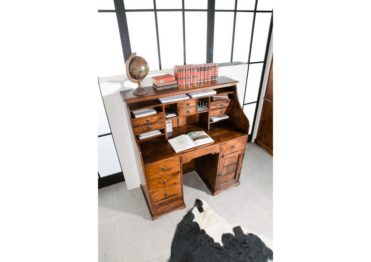 SEKRETÄR Akazie 128x58x138 honig lackiert OXFORD #0516 - Braun, Holz (58/128/138cm) - Massivmoebel24