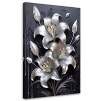 LEINWANDBILD Lilienblume Silber lackiert 40x60cm - Silberfarben, Textil (40/60cm) - Feeby