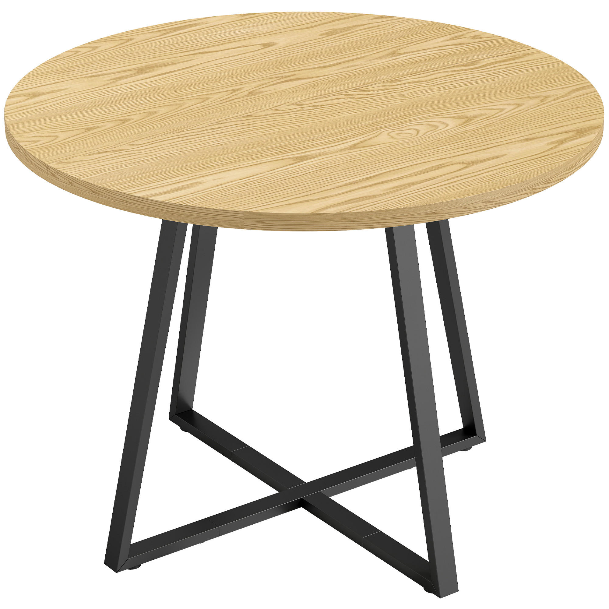 ESSTISCH Spanplatte Stahl Naturholz - Schwarz/Naturfarben, Holzwerkstoff/Metall (100/100/76.5cm) - HOMCOM