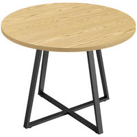 ESSTISCH Spanplatte Stahl Naturholz - Schwarz/Naturfarben, Holzwerkstoff/Metall (100/100/76.5cm) - HOMCOM