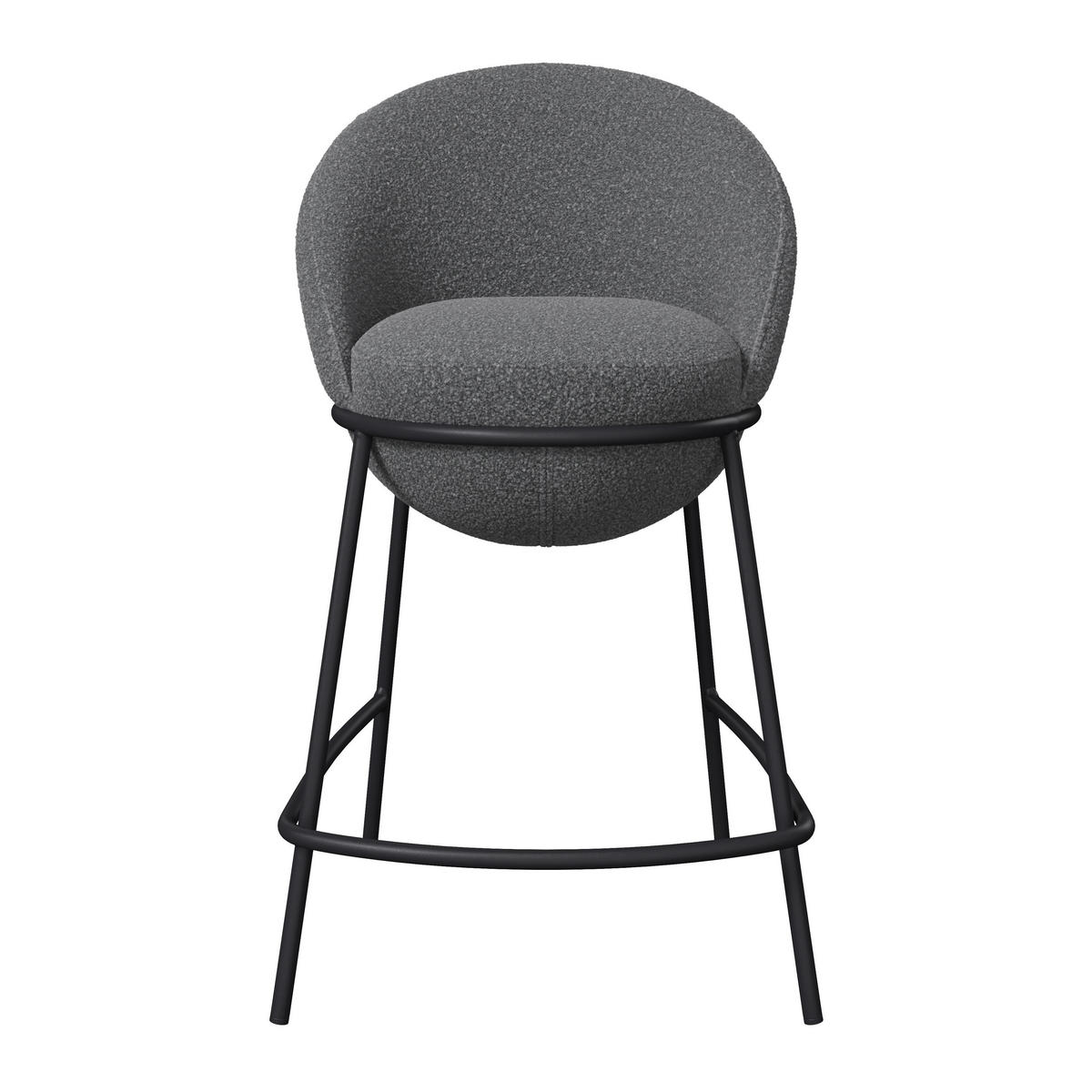 BARHOCKER Zoa Grau Struktur Gepolstert - Grau, Holz (53/51/100cm) - Bessagi Home