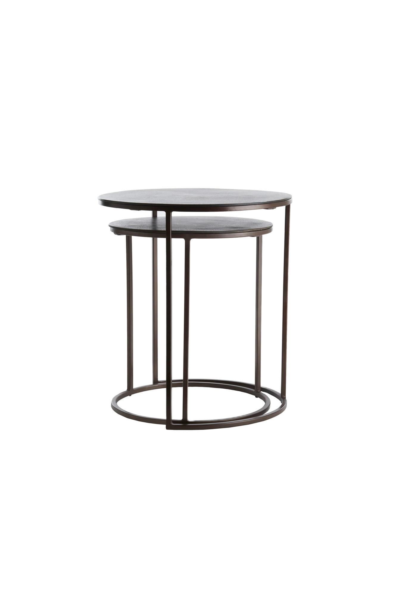 BEISTELLTISCH Talca Braun Ø49/52 cm 2er-Set - Braun, Metall (49/49/52cm) - Light & Living