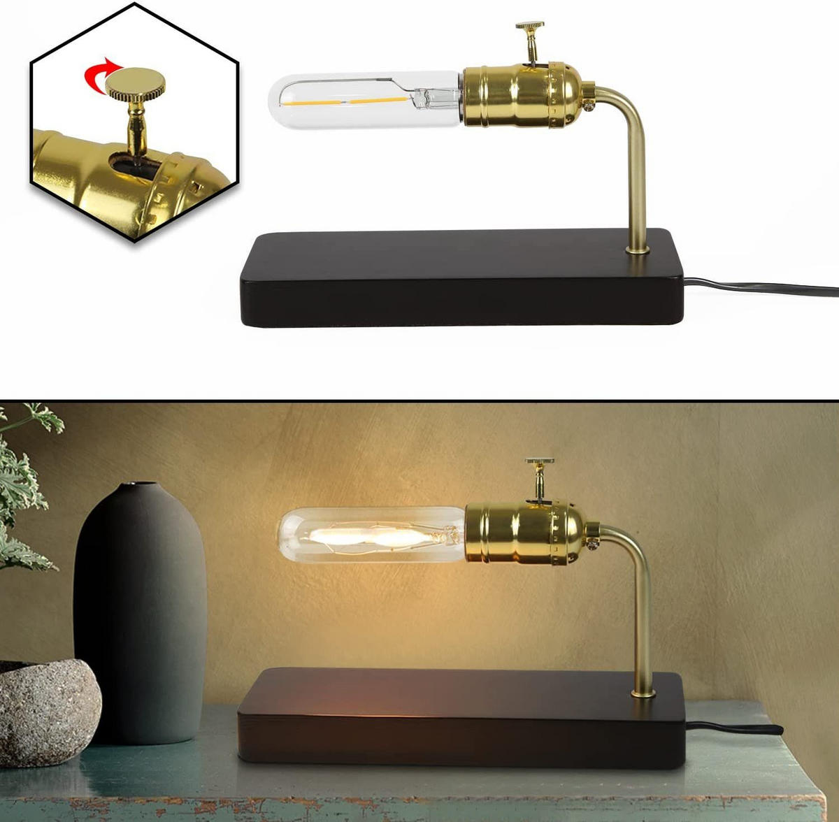 STOLNÍ lampa Achelis 23/8/15,1 cm - zlatá, kov (23/8/15.1cm) - Nettlife