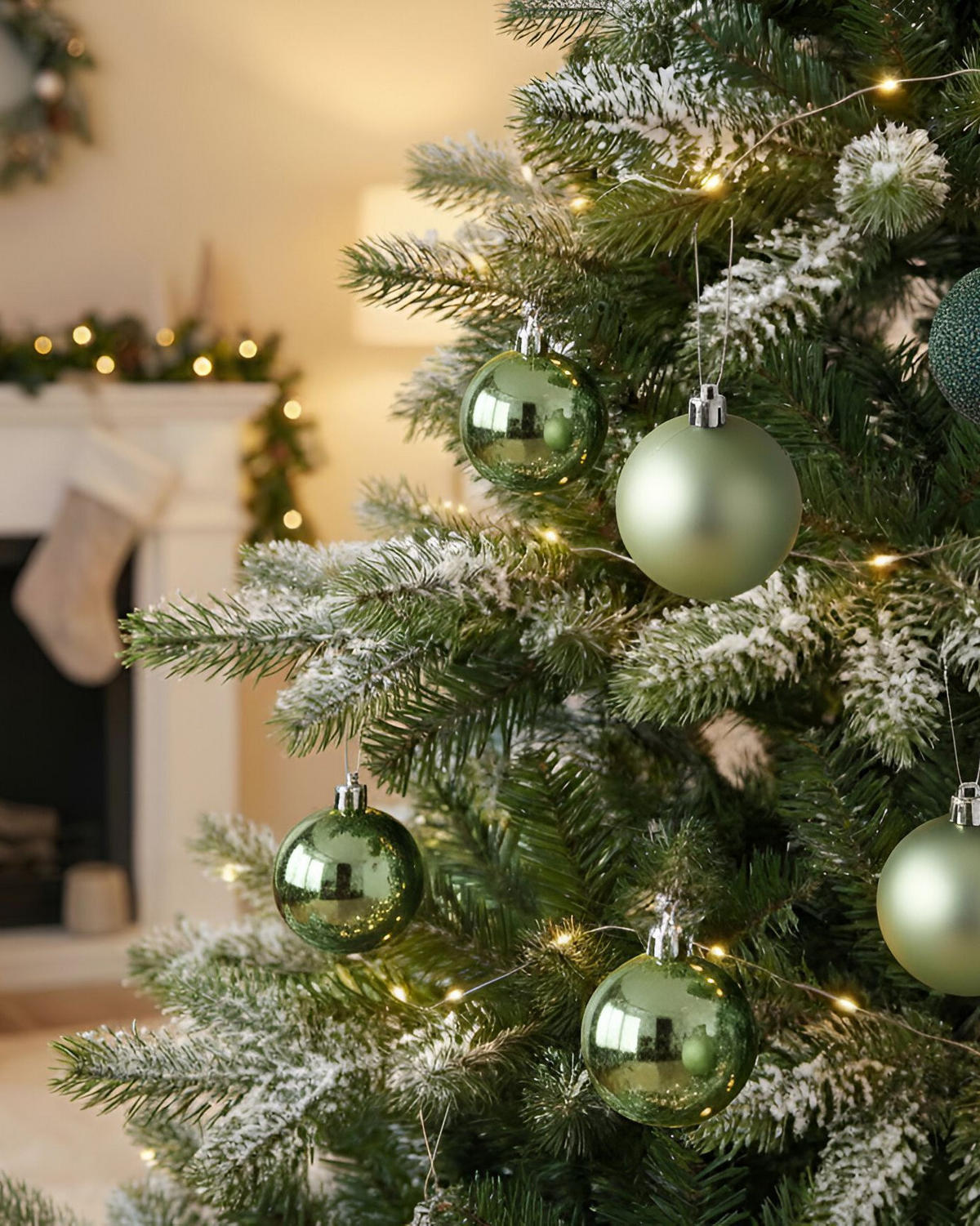 WEIHNACHTSKUGEL 60er Set Grün Tyin - Silberfarben/Grün, Kunststoff (6/7/6cm) - Beliani