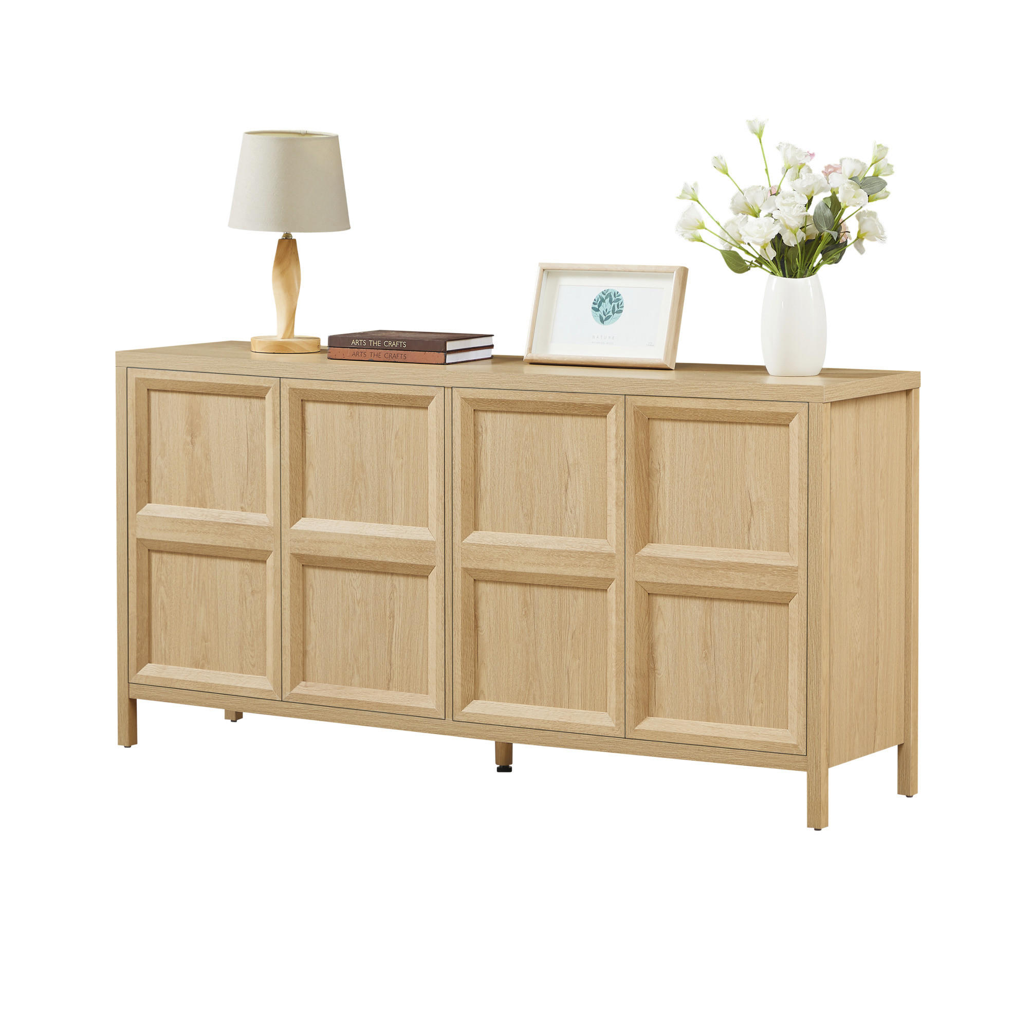 SIDEBOARD 160/40/80 cm in Eiche mit Tip-On-Öffnung und Soft-Close - Eichefarben, Holzwerkstoff (160/80/40cm) - Flora Grace