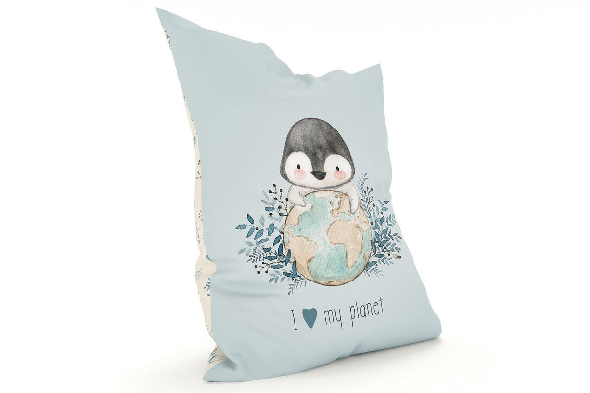 KINDER-SITZSACK - Pinguin - Pastellblau/Weiß, Textil (100/25/135cm) - Green Bean
