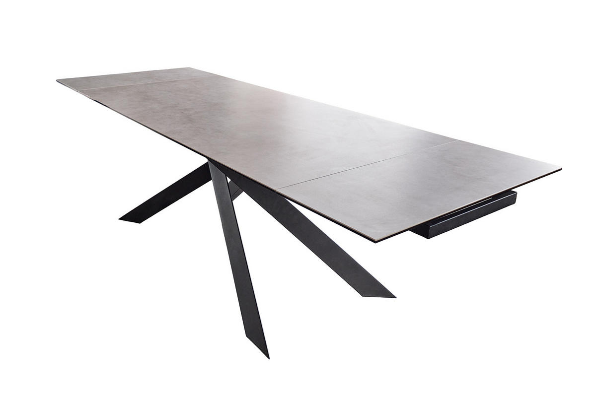ESSTISCH NOLDOR Grau Glas - Schwarz/Grau, Glas/Metall (180/90/76cm) - KAWOLA
