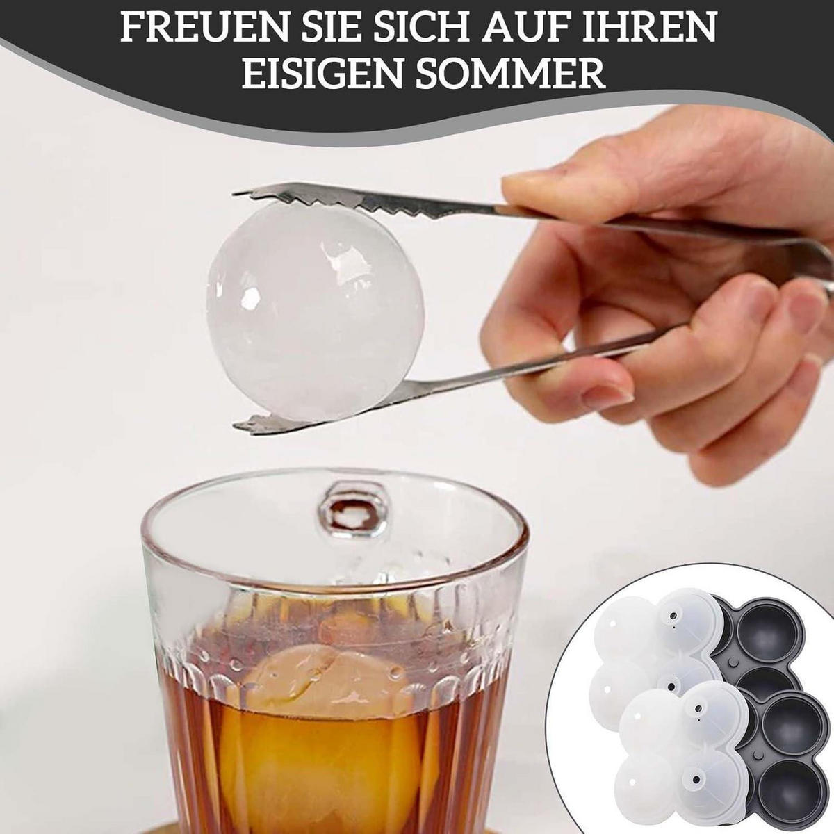 EISWÜRFELFORM 2er-Set Silikon 6 cm rund - Multicolor, Kunststoff (15.8/6/15.8cm)