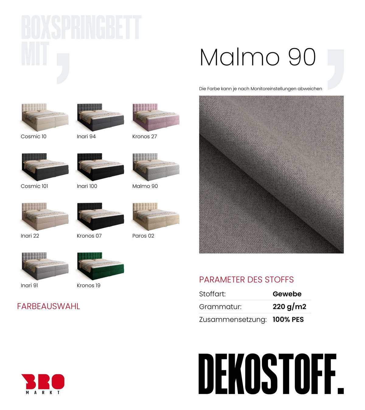 BOXBETT Detroit mit Topper 180/200 Hellgrau - Hellgrau, Holzwerkstoff/Textil (180/200cm) - Bromarkt